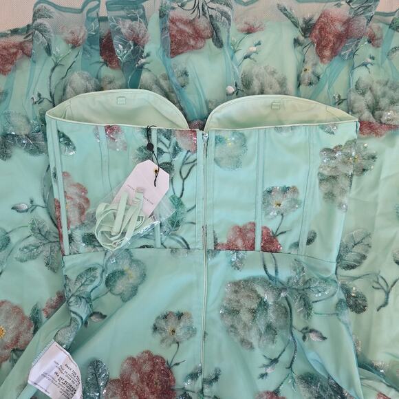 Dress The Population Carina Strapless Sweetheart Sequin Midi Dress Sz Large - Picture 13 of 14